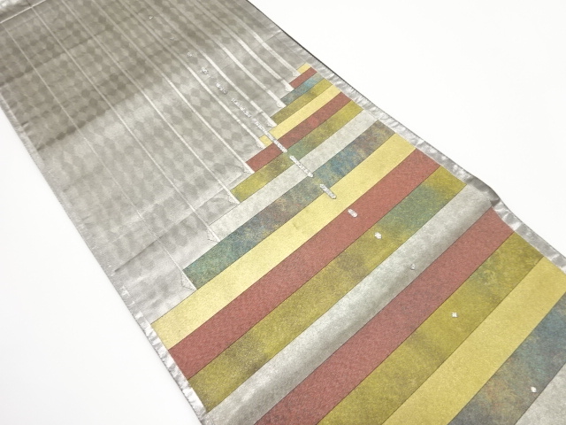 幾何学模様織り出し　袋帯